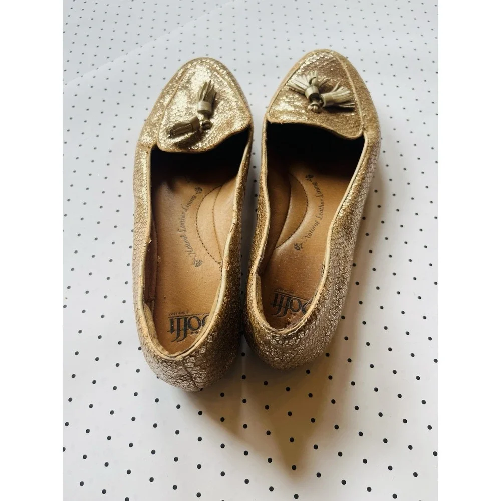 Sofft Gold Metallic Tassel Loafers Women's 10M‎ Boho Luxe Flats